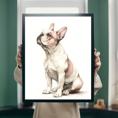 フレンチブルドッグ 水彩アートポスター｜おすわり – Looking Up